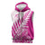 Custom New Zealand Rugby Silver Fern Sleeveless Zip Hoodie Aotearoa Maori Pink Version - Wonder Print Shop