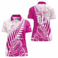 Custom New Zealand Rugby Silver Fern Women Polo Shirt Aotearoa Maori Pink Version - Wonder Print Shop