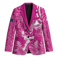 New Zealand Silver Fern Rugby All Pink Blazer Maori Tiki Player With Ta Moko Tribal - Wonder Print Shop