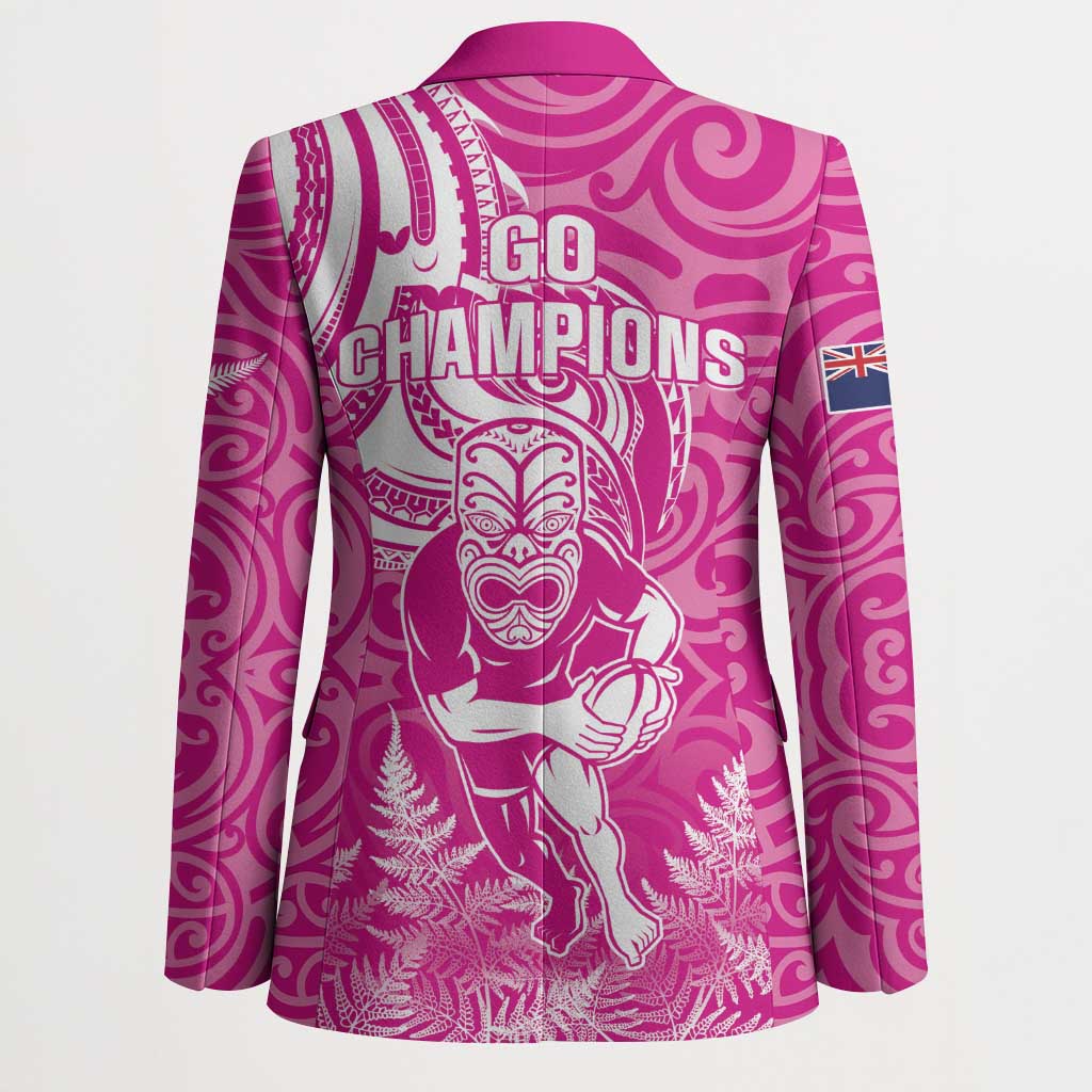 New Zealand Silver Fern Rugby All Pink Blazer Maori Tiki Player With Ta Moko Tribal - Wonder Print Shop