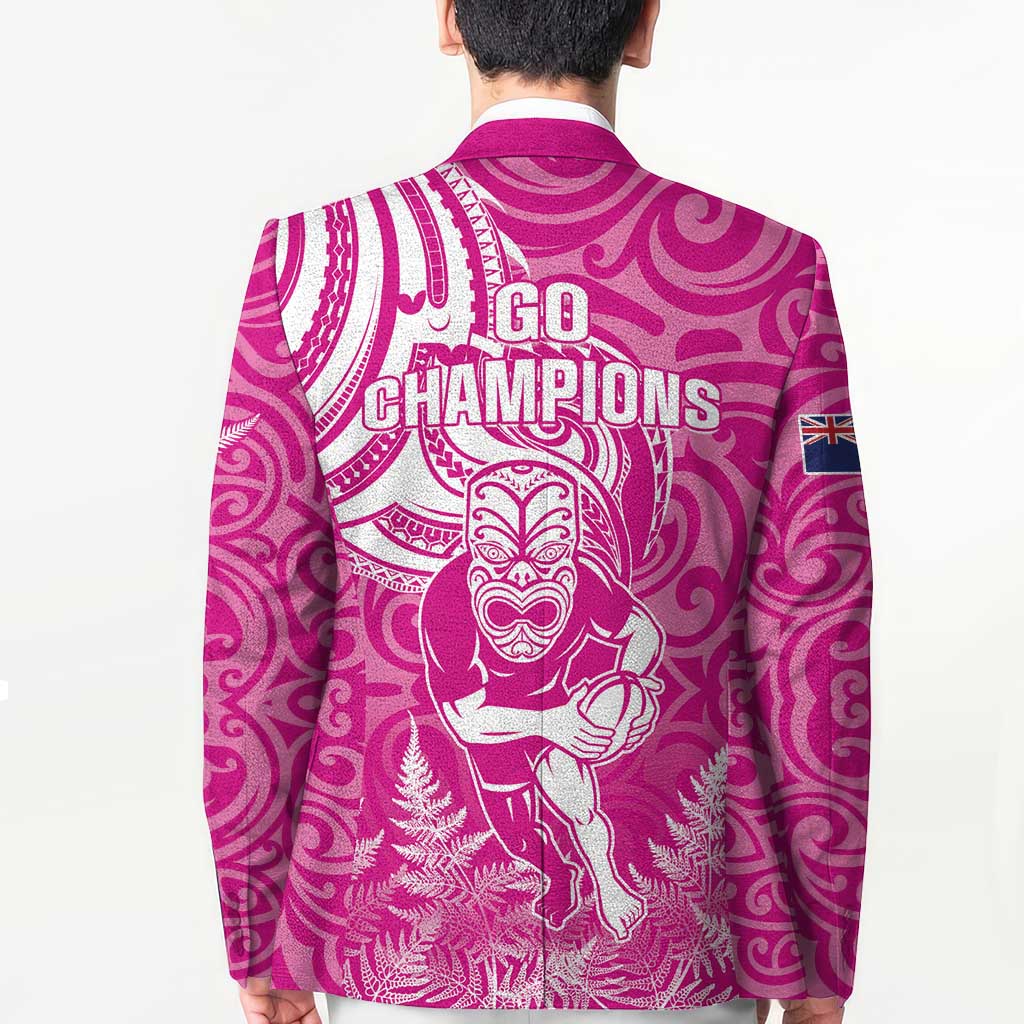 New Zealand Silver Fern Rugby All Pink Blazer Maori Tiki Player With Ta Moko Tribal - Wonder Print Shop