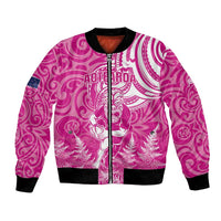 New Zealand Silver Fern Rugby All Pink Bomber Jacket Maori Tiki Player With Ta Moko Tribal - Wonder Print Shop