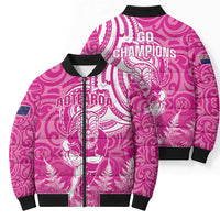 New Zealand Silver Fern Rugby All Pink Bomber Puffer Jacket Maori Tiki Player With Ta Moko Tribal - Wonder Print Shop
