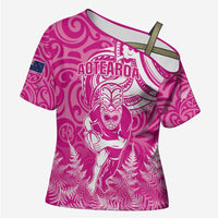 New Zealand Silver Fern Rugby All Pink Cross Shoulder Shirt Maori Tiki Player With Ta Moko Tribal - Wonder Print Shop