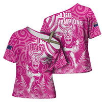 New Zealand Silver Fern Rugby All Pink Cross Shoulder Shirt Maori Tiki Player With Ta Moko Tribal - Wonder Print Shop