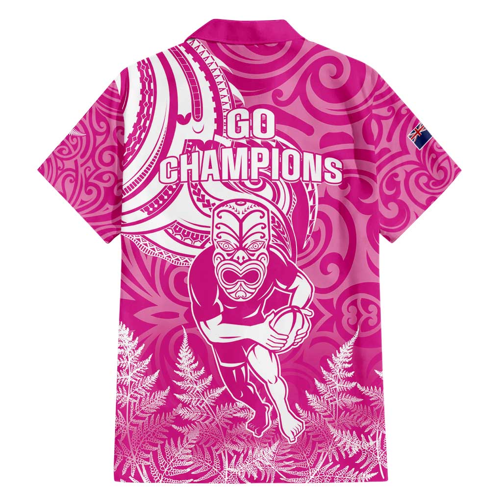 New Zealand Silver Fern Rugby All Pink Hawaiian Shirt Maori Tiki Player With Ta Moko Tribal - Wonder Print Shop