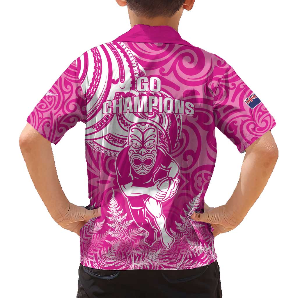 New Zealand Silver Fern Rugby All Pink Hawaiian Shirt Maori Tiki Player With Ta Moko Tribal - Wonder Print Shop