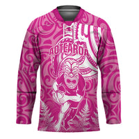 New Zealand Silver Fern Rugby All Pink Hockey Jersey Maori Tiki Player With Ta Moko Tribal - Wonder Print Shop