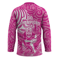 New Zealand Silver Fern Rugby All Pink Hockey Jersey Maori Tiki Player With Ta Moko Tribal - Wonder Print Shop