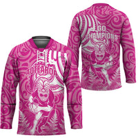 New Zealand Silver Fern Rugby All Pink Hockey Jersey Maori Tiki Player With Ta Moko Tribal - Wonder Print Shop