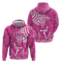 New Zealand Silver Fern Rugby All Pink Hoodie Maori Tiki Player With Ta Moko Tribal - Wonder Print Shop
