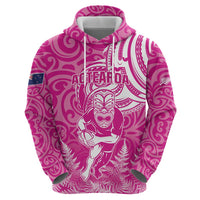 New Zealand Silver Fern Rugby All Pink Hoodie Maori Tiki Player With Ta Moko Tribal - Wonder Print Shop