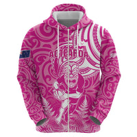 New Zealand Silver Fern Rugby All Pink Hoodie Maori Tiki Player With Ta Moko Tribal - Wonder Print Shop