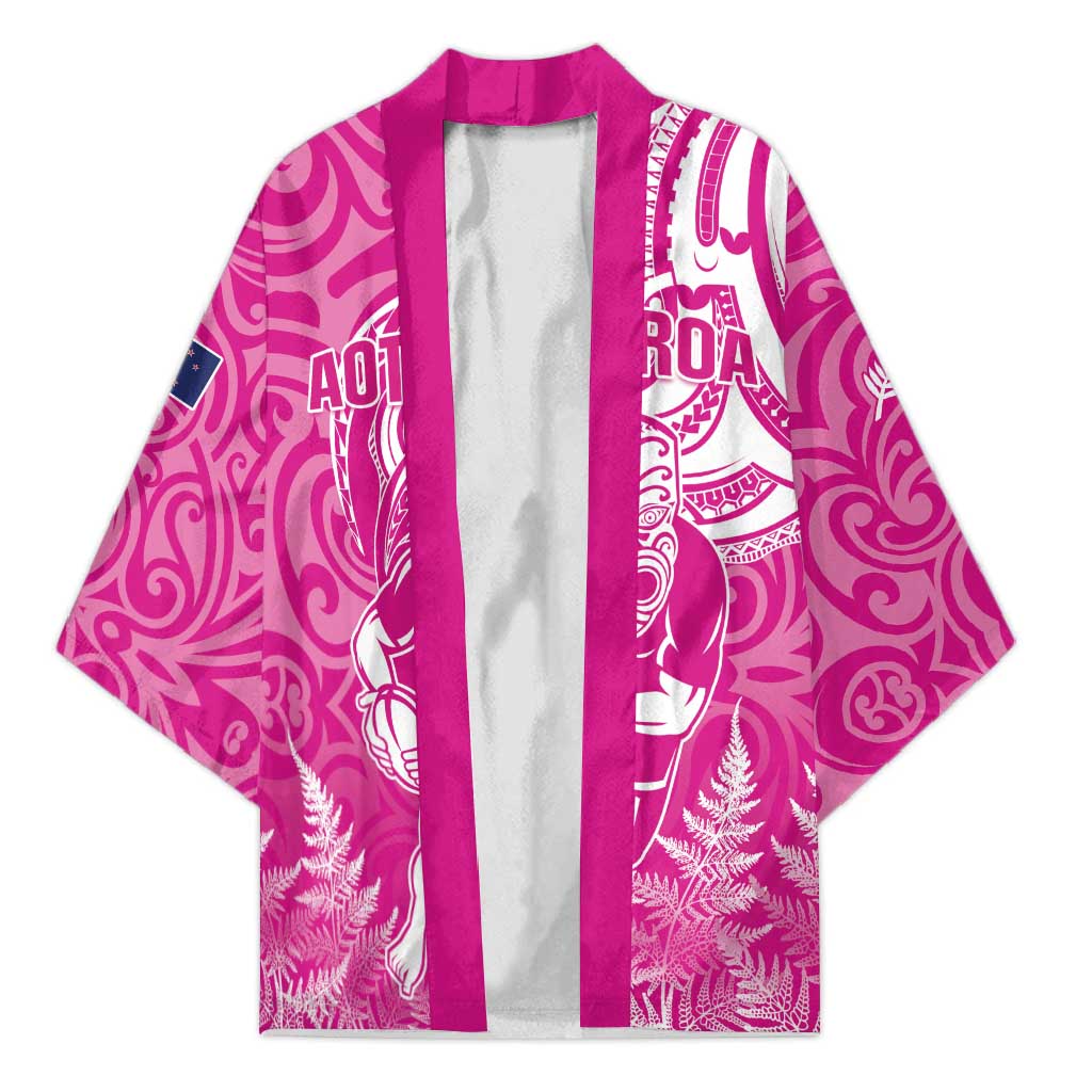 New Zealand Silver Fern Rugby All Pink Kimono Maori Tiki Player With Ta Moko Tribal - Wonder Print Shop