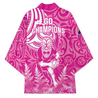 New Zealand Silver Fern Rugby All Pink Kimono Maori Tiki Player With Ta Moko Tribal - Wonder Print Shop
