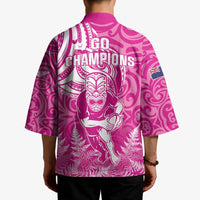 New Zealand Silver Fern Rugby All Pink Kimono Maori Tiki Player With Ta Moko Tribal - Wonder Print Shop