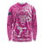 New Zealand Silver Fern Rugby All Pink Long Sleeve Shirt Maori Tiki Player With Ta Moko Tribal - Wonder Print Shop