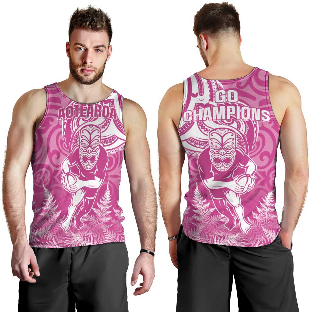 New Zealand Silver Fern Rugby All Pink Men Tank Top Maori Tiki Player With Ta Moko Tribal - Wonder Print Shop