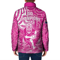 New Zealand Silver Fern Rugby All Pink Padded Jacket Maori Tiki Player With Ta Moko Tribal - Wonder Print Shop