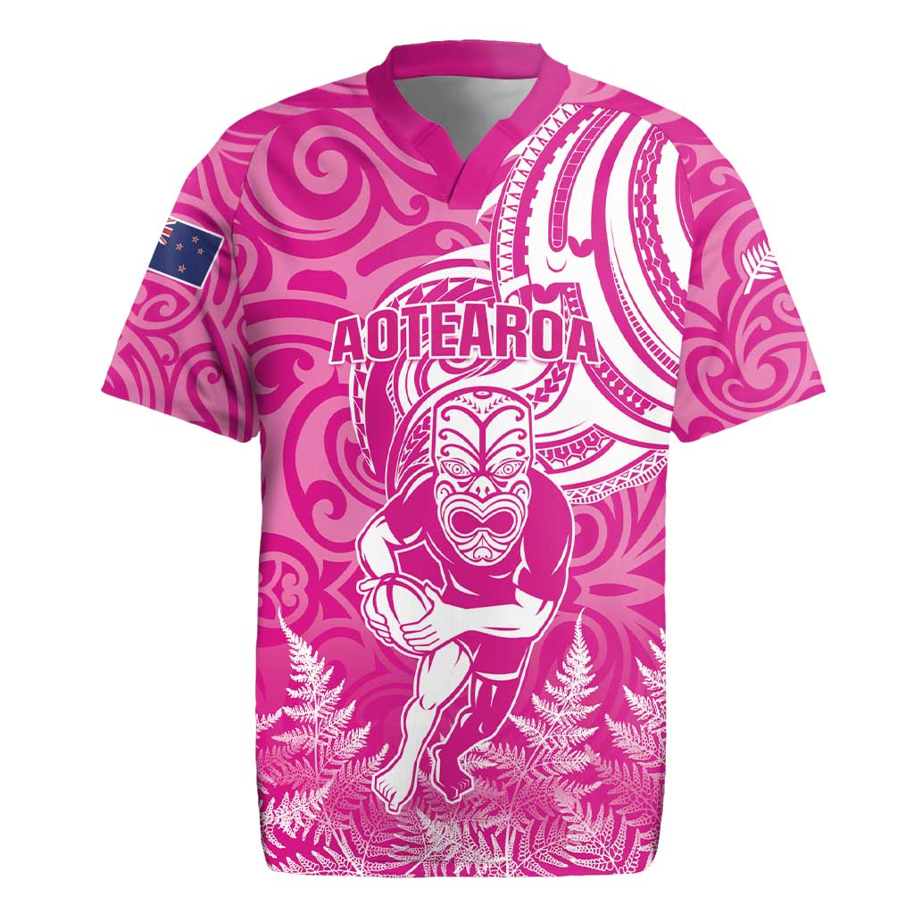 New Zealand Silver Fern Rugby All Pink Rugby Jersey Maori Tiki Player With Ta Moko Tribal - Wonder Print Shop
