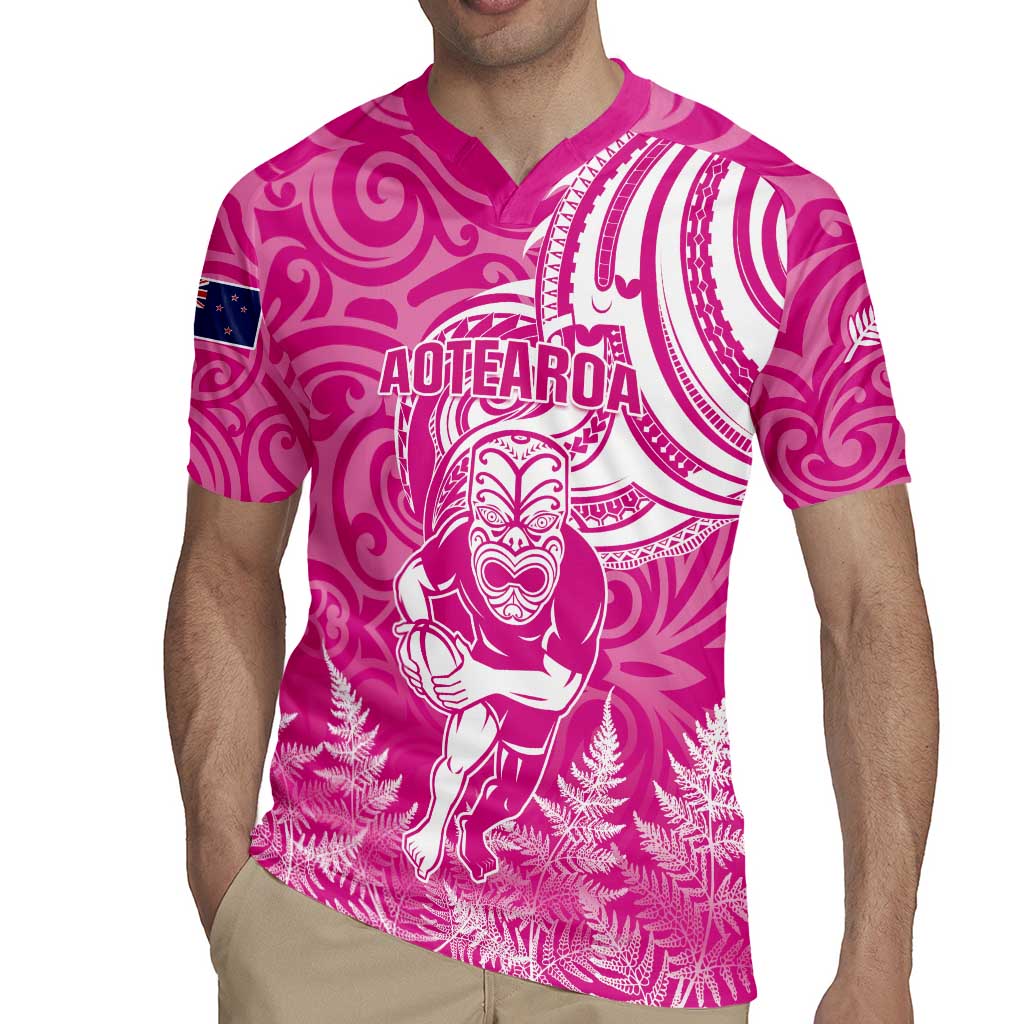 New Zealand Silver Fern Rugby All Pink Rugby Jersey Maori Tiki Player With Ta Moko Tribal - Wonder Print Shop