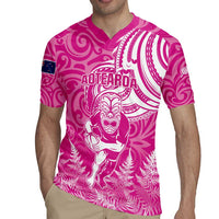 New Zealand Silver Fern Rugby All Pink Rugby Jersey Maori Tiki Player With Ta Moko Tribal - Wonder Print Shop