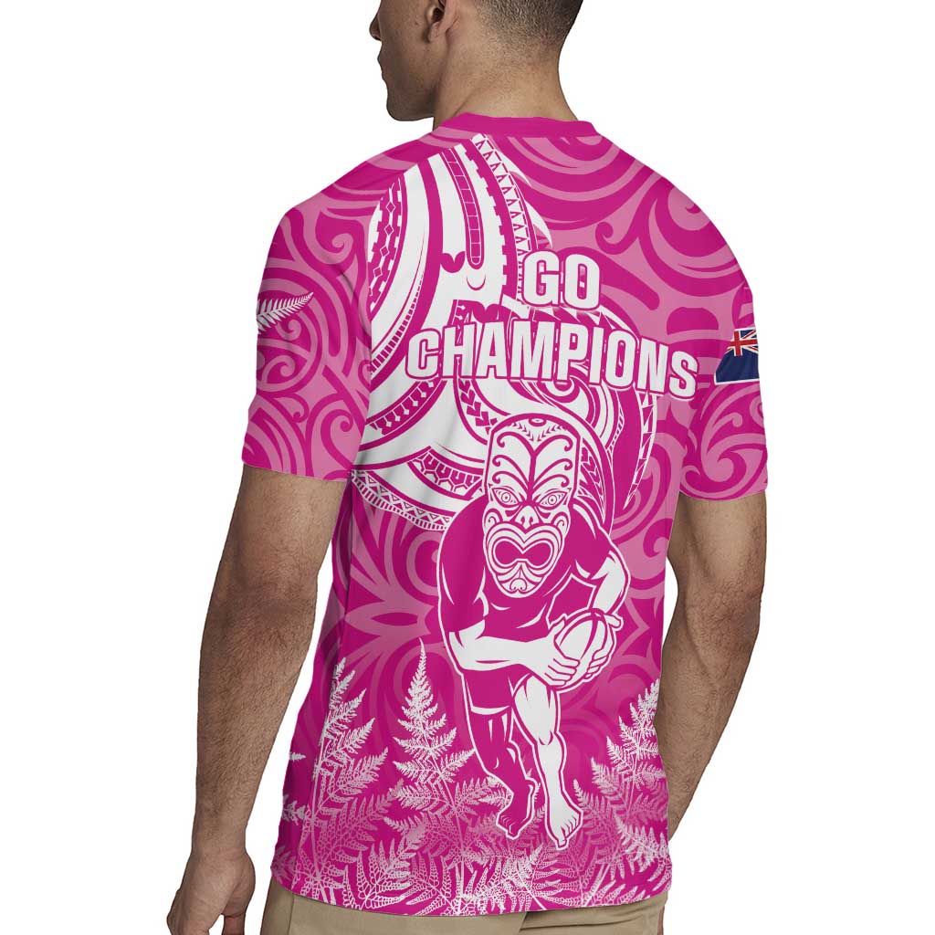 New Zealand Silver Fern Rugby All Pink Rugby Jersey Maori Tiki Player With Ta Moko Tribal - Wonder Print Shop