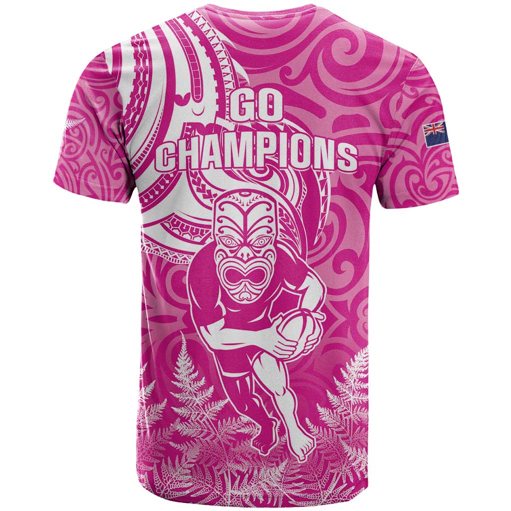 New Zealand Silver Fern Rugby All Pink T Shirt Maori Tiki Player With Ta Moko Tribal - Wonder Print Shop