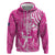 New Zealand Silver Fern Rugby All Pink Zip Hoodie Maori Tiki Player With Ta Moko Tribal - Wonder Print Shop