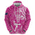 New Zealand Silver Fern Rugby All Pink Zip Hoodie Maori Tiki Player With Ta Moko Tribal - Wonder Print Shop