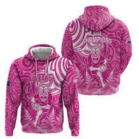 New Zealand Silver Fern Rugby All Pink Zip Hoodie Maori Tiki Player With Ta Moko Tribal - Wonder Print Shop