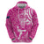 New Zealand Silver Fern Rugby All Pink Zip Hoodie Maori Tiki Player With Ta Moko Tribal - Wonder Print Shop