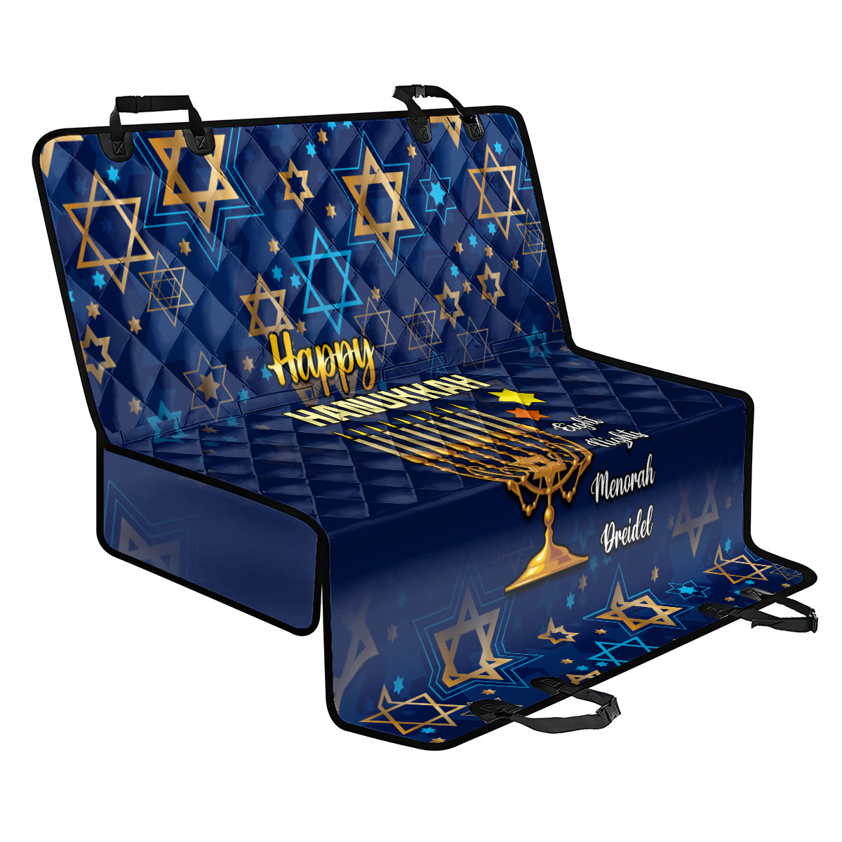 Hanukkah Festival Back Car Seat Cover Eight Nights Menorah Dreidel - Wonder Print Shop