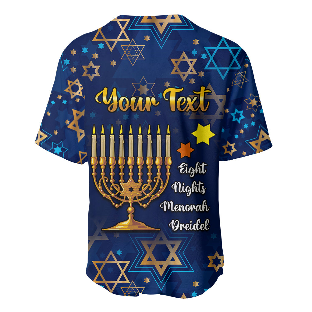 Personalised Hanukkah Festival Baseball Jersey Eight Nights Menorah Dreidel - Wonder Print Shop