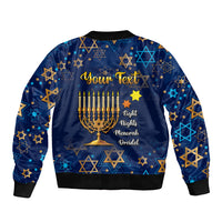 Personalised Hanukkah Festival Bomber Jacket Eight Nights Menorah Dreidel - Wonder Print Shop