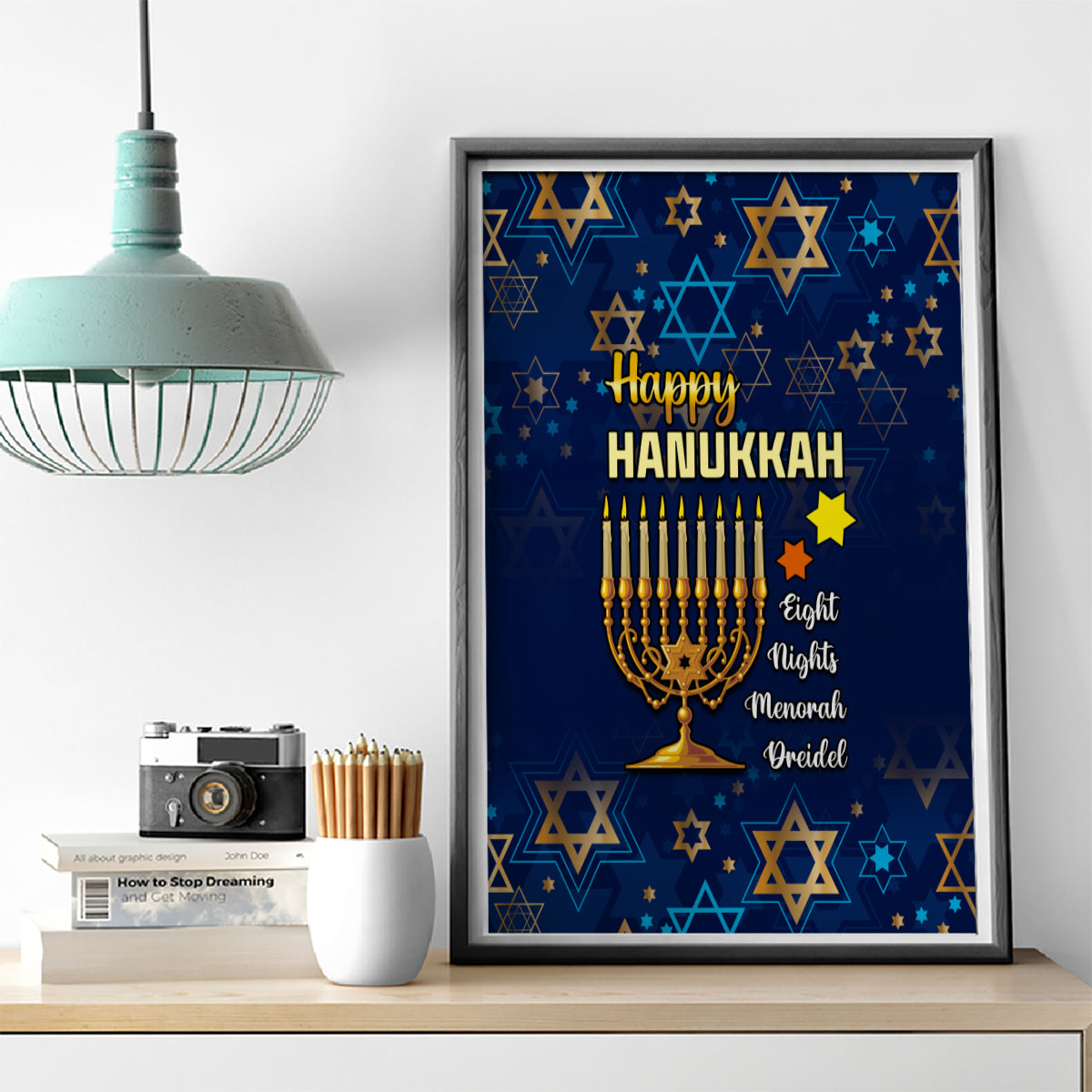 Hanukkah Festival Canvas Wall Art Eight Nights Menorah Dreidel - Wonder Print Shop