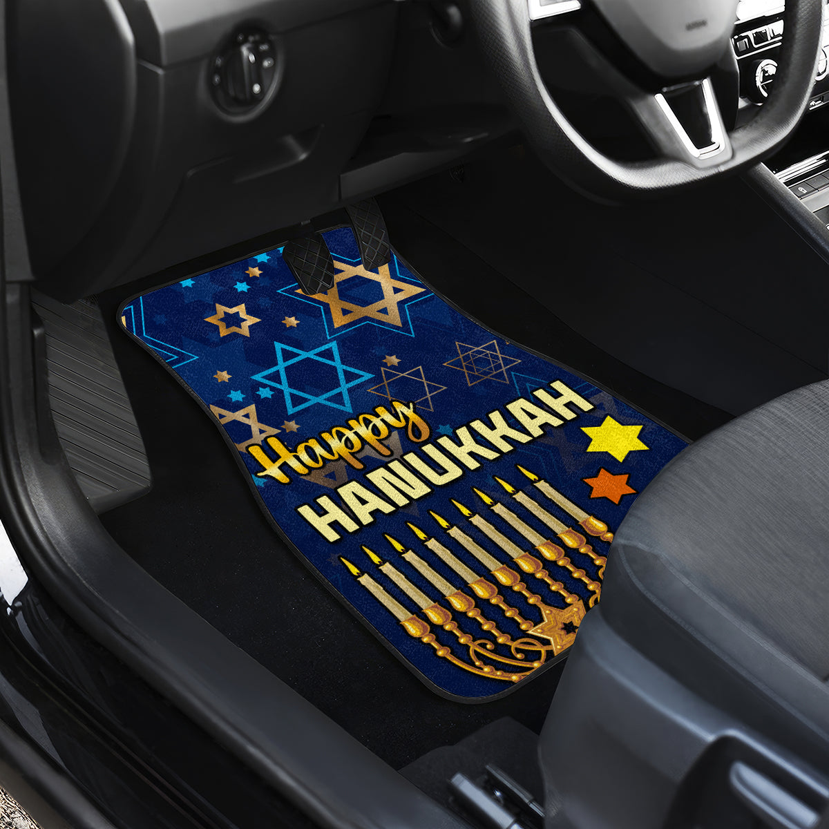 Hanukkah Festival Car Mats Eight Nights Menorah Dreidel - Wonder Print Shop