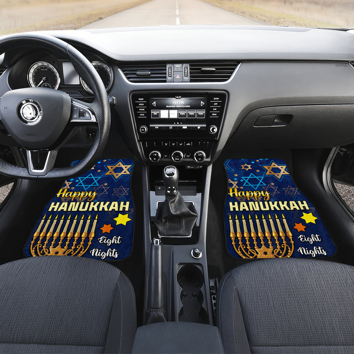 Hanukkah Festival Car Mats Eight Nights Menorah Dreidel - Wonder Print Shop