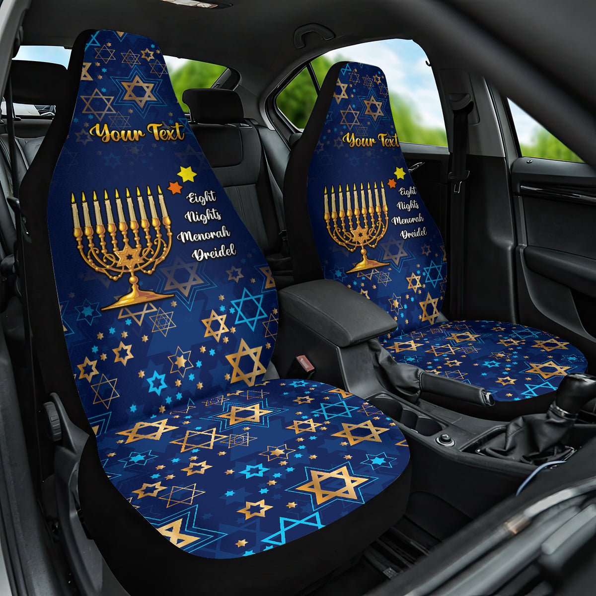 Hanukkah Festival Car Seat Cover Eight Nights Menorah Dreidel - Wonder Print Shop