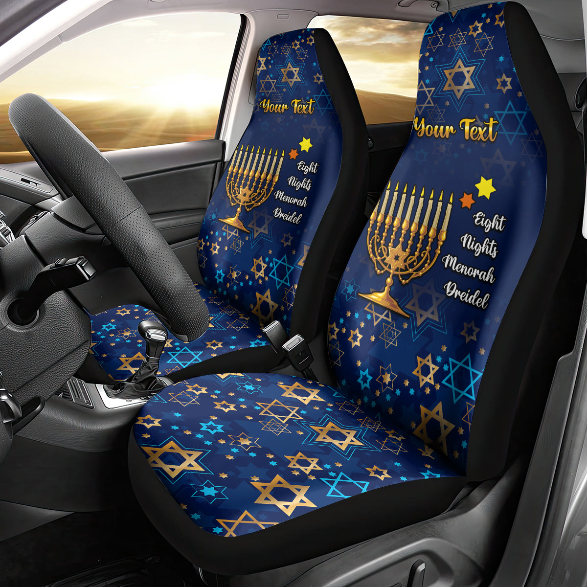 Hanukkah Festival Car Seat Cover Eight Nights Menorah Dreidel - Wonder Print Shop