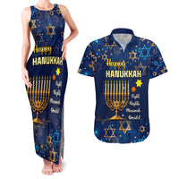 Personalised Hanukkah Festival Couples Matching Tank Maxi Dress and Hawaiian Shirt Eight Nights Menorah Dreidel - Wonder Print Shop