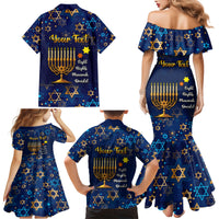 Personalised Hanukkah Festival Family Matching Mermaid Dress and Hawaiian Shirt Eight Nights Menorah Dreidel - Wonder Print Shop