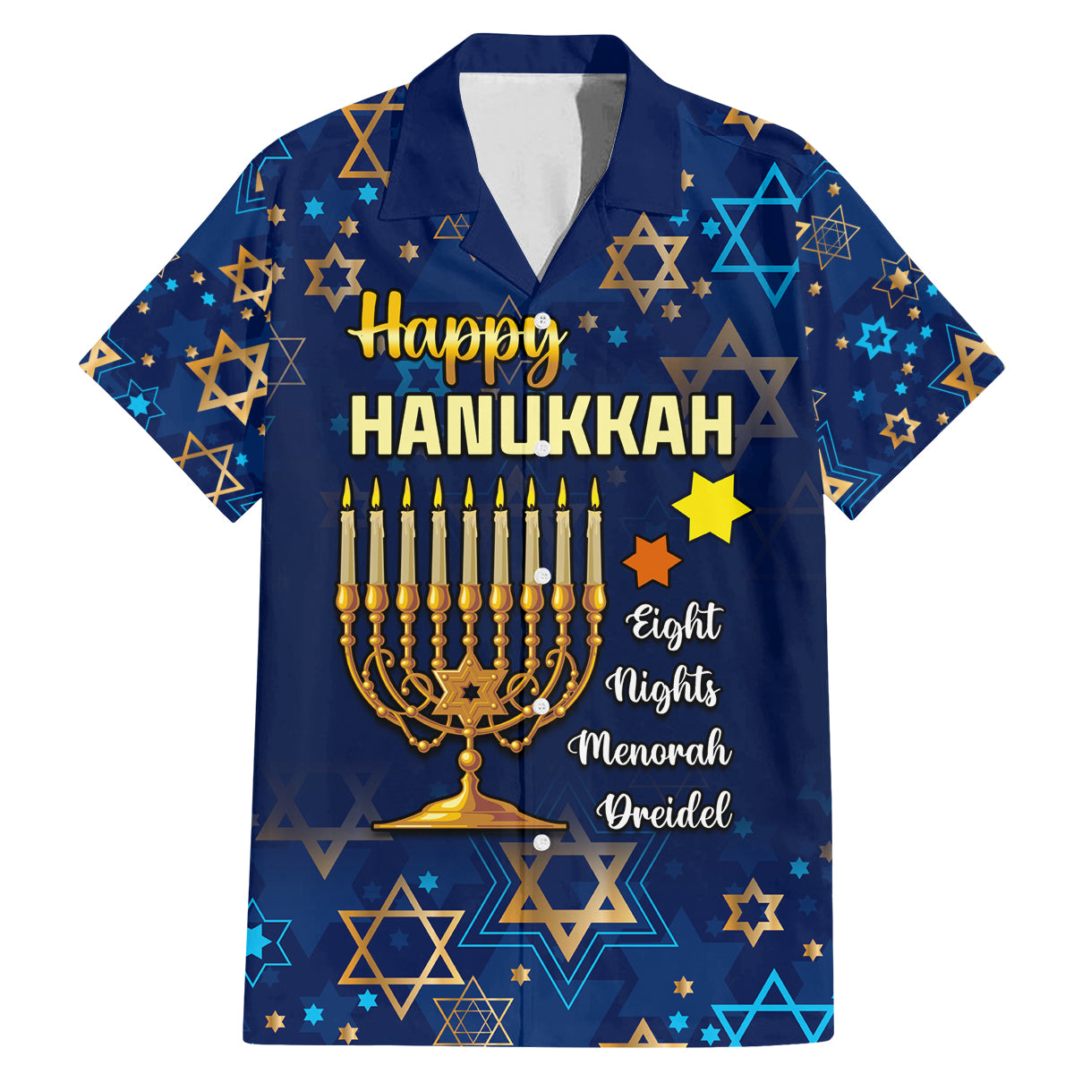 Personalised Hanukkah Festival Family Matching Mermaid Dress and Hawaiian Shirt Eight Nights Menorah Dreidel - Wonder Print Shop