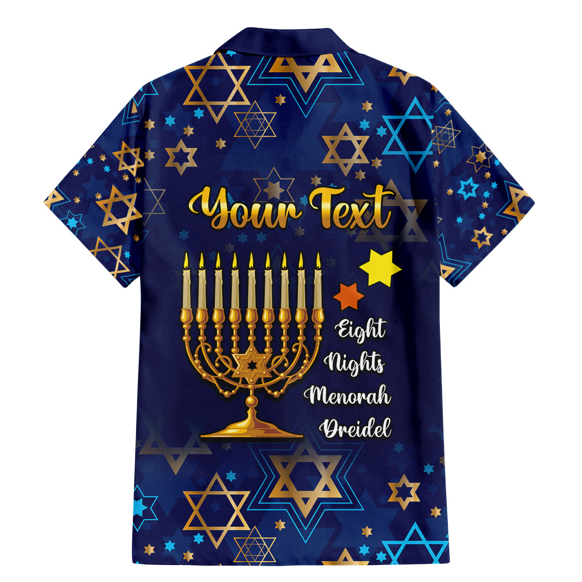 Personalised Hanukkah Festival Family Matching Mermaid Dress and Hawaiian Shirt Eight Nights Menorah Dreidel - Wonder Print Shop