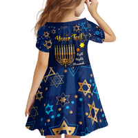 Personalised Hanukkah Festival Family Matching Short Sleeve Bodycon Dress and Hawaiian Shirt Eight Nights Menorah Dreidel LT01