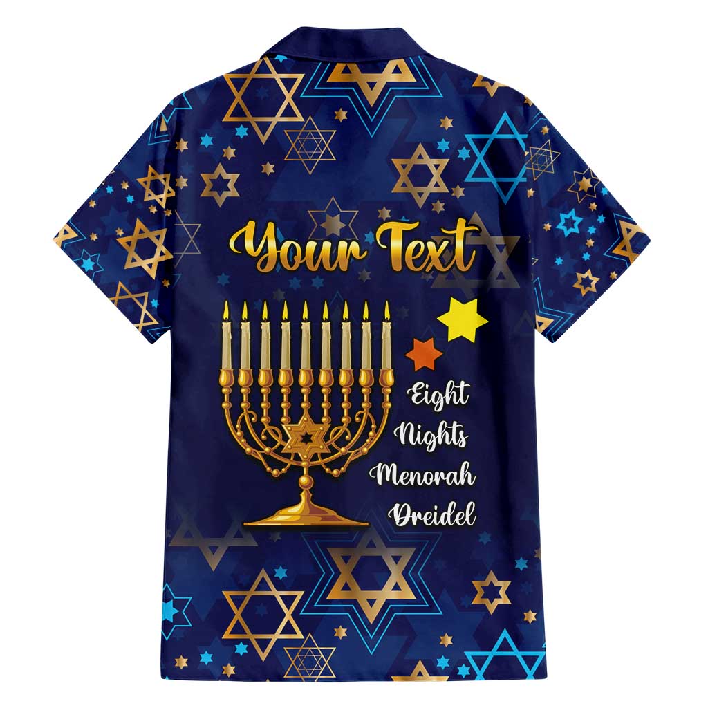 Personalised Hanukkah Festival Family Matching Short Sleeve Bodycon Dress and Hawaiian Shirt Eight Nights Menorah Dreidel LT01