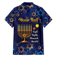 Personalised Hanukkah Festival Family Matching Short Sleeve Bodycon Dress and Hawaiian Shirt Eight Nights Menorah Dreidel LT01
