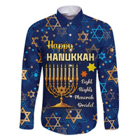 Personalised Hanukkah Festival Family Matching Short Sleeve Bodycon Dress and Hawaiian Shirt Eight Nights Menorah Dreidel LT01
