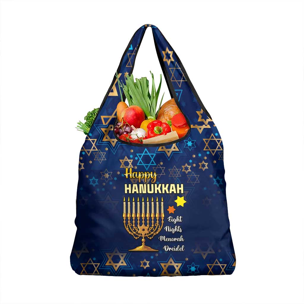Personalised Hanukkah Festival Grocery Bag Eight Nights Menorah Dreidel