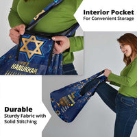 Personalised Hanukkah Festival Grocery Bag Eight Nights Menorah Dreidel